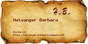 Hatvanger Barbara névjegykártya